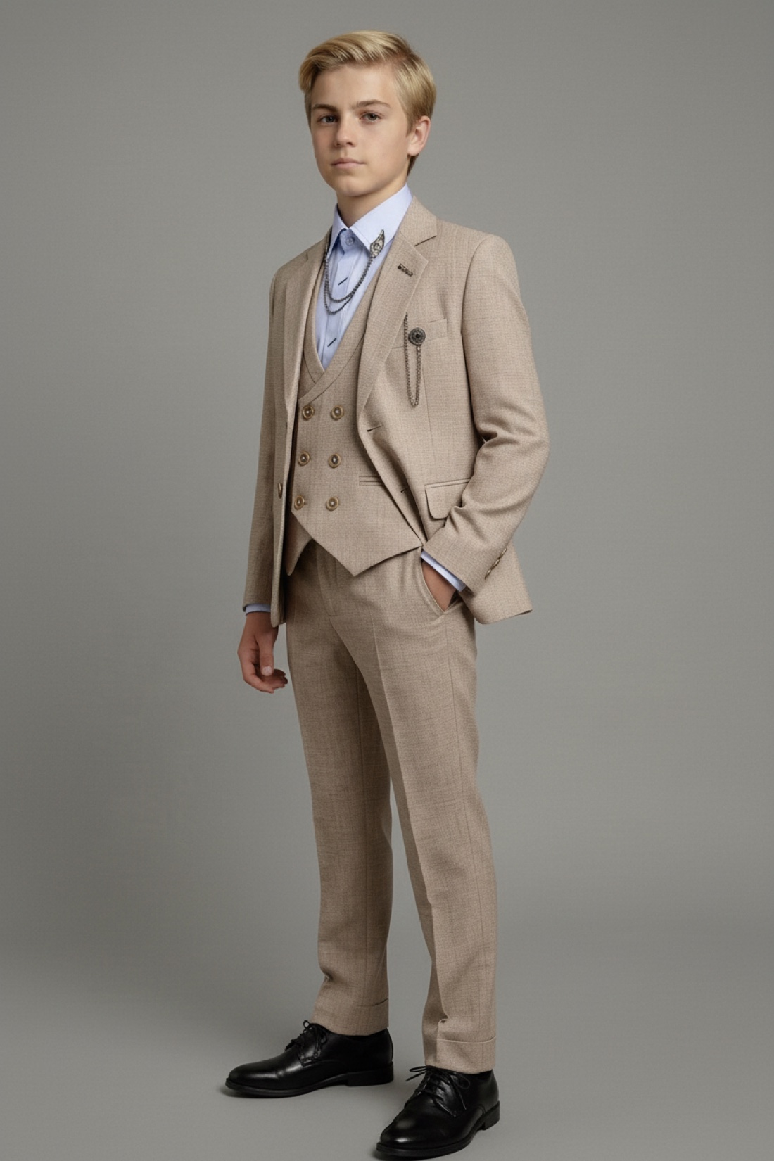 Beige formalwear campaign image
